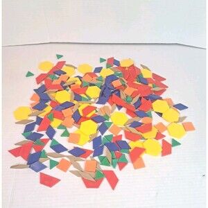 Macmillan Plastic Lot 260 Vtg Pattern Blocks Educational School Toy Shapes Math